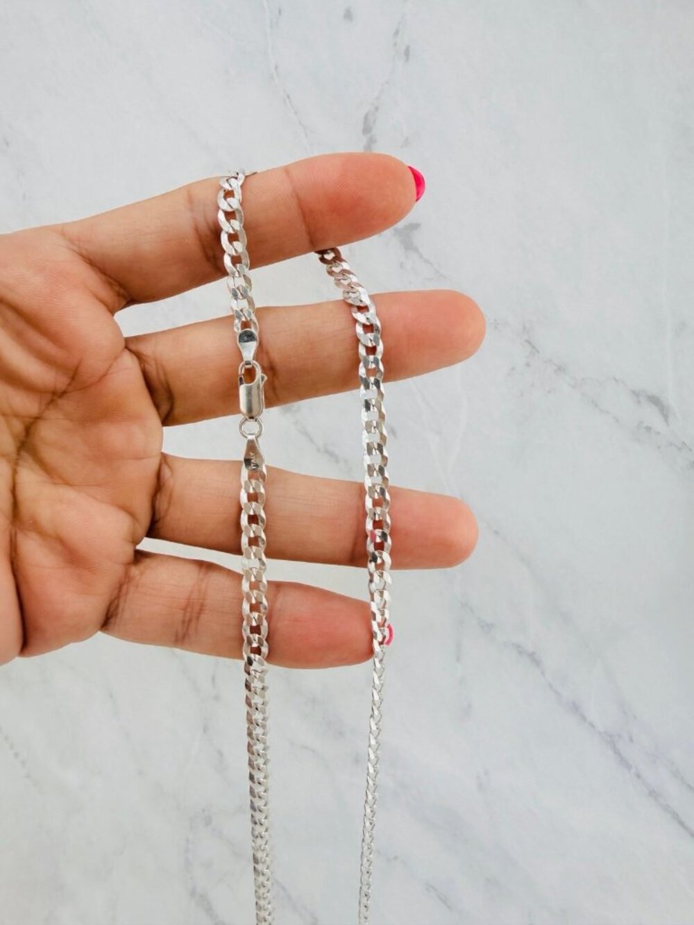 925 Sterling Silver Cuban Link Necklace 5mm Wide 22” Inches - Cadena plata